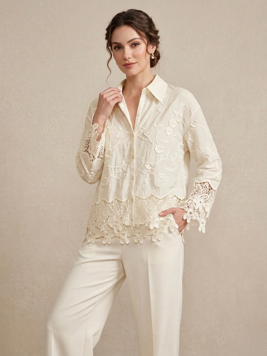 Flora Lace Button-Down Shirt