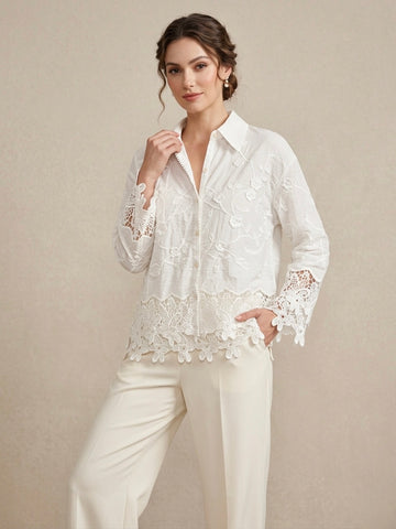 Flora Lace Button-Down Shirt