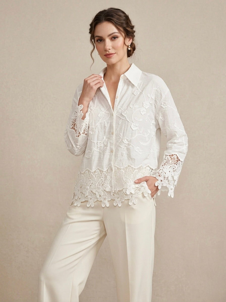 Flora Lace Button-Down Shirt