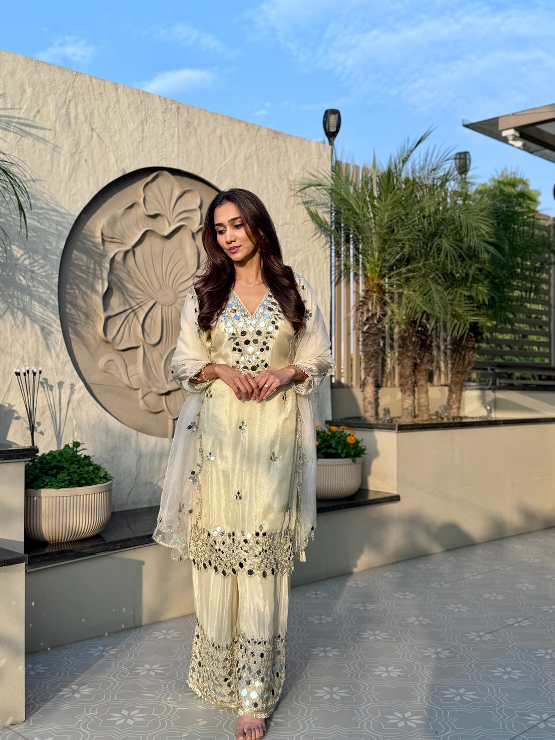 Amoli Mirror-Work Palazzo Set