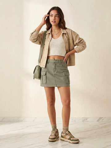 Skye Utility Cargo Mini Skirt
