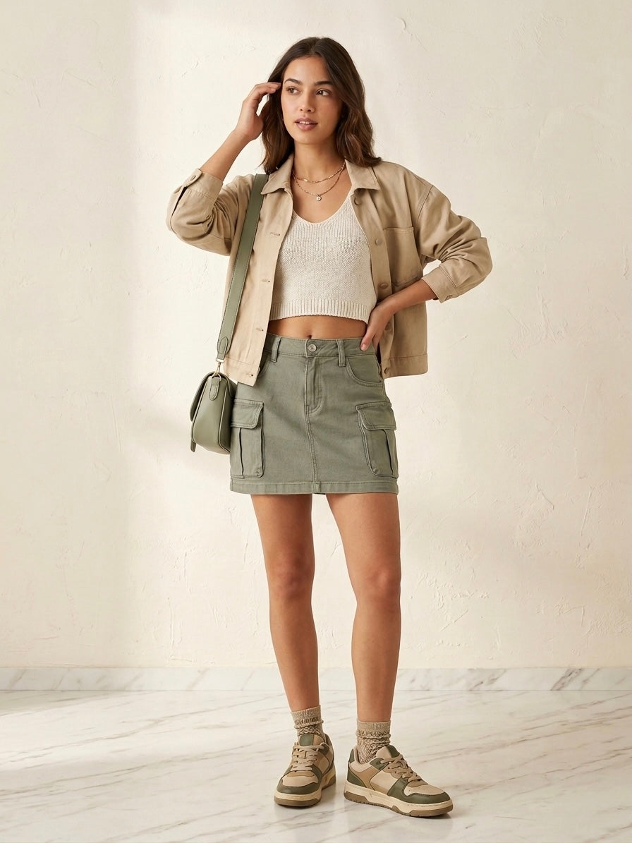Skye Utility Cargo Mini Skirt