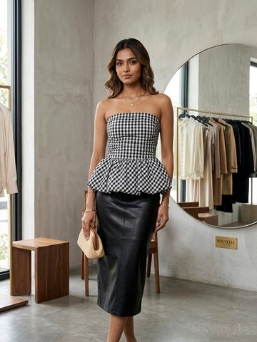 Gingham Pop Corset Top - ST 11