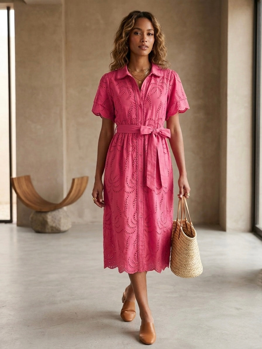 Amaya Eyelet Shirtdress