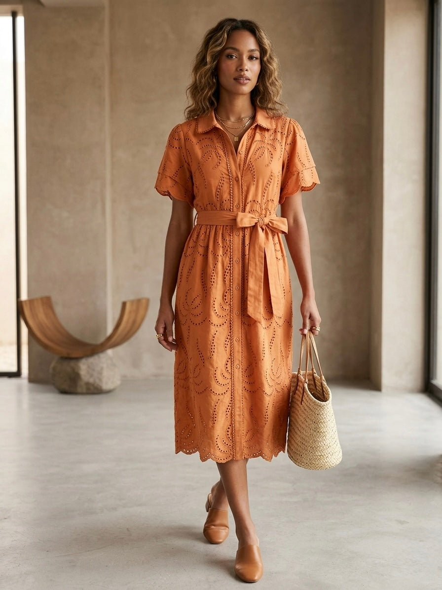 Amaya Eyelet Shirtdress