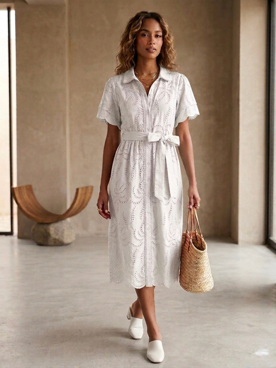 Amaya Eyelet Shirtdress