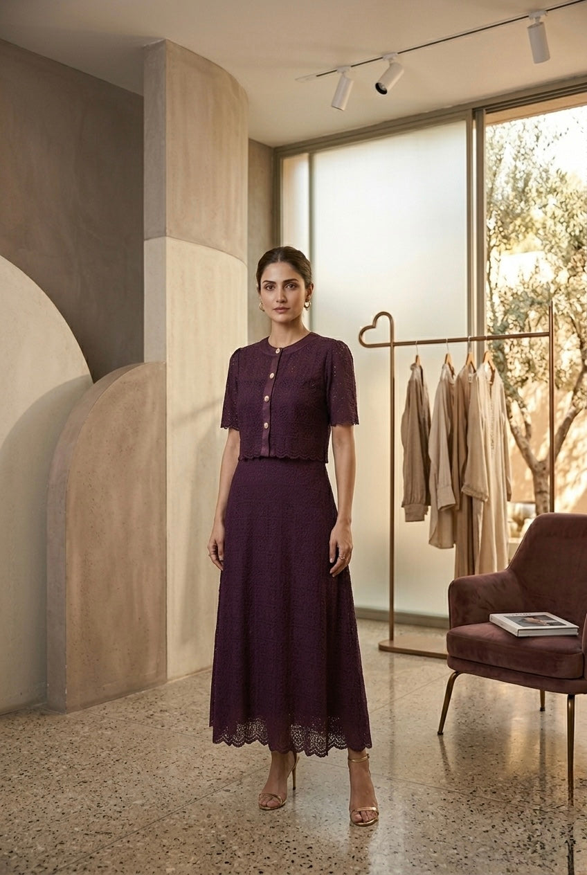 Amara Eyelet Midi Set