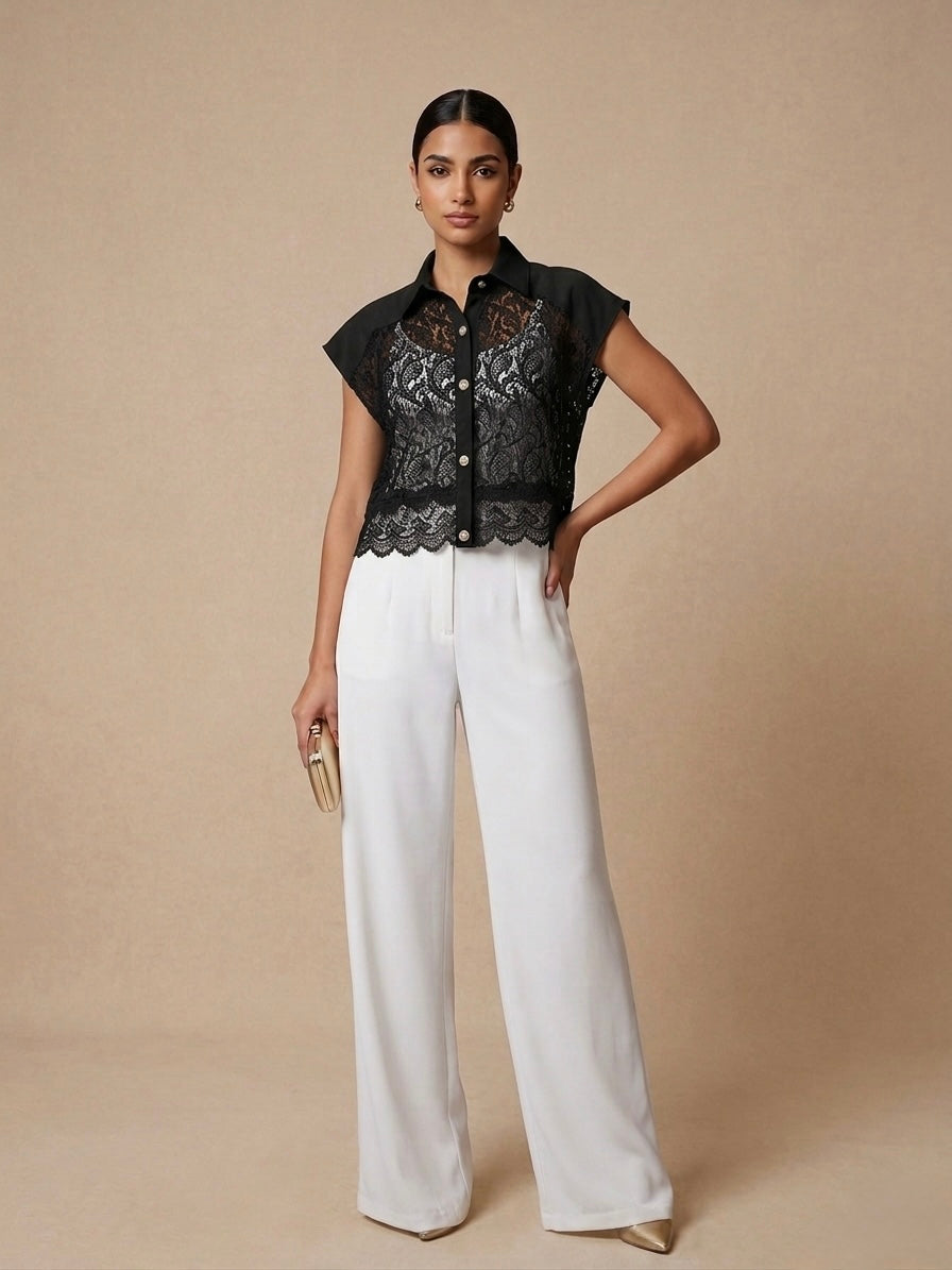 Primrose Lace-Panel Blouse