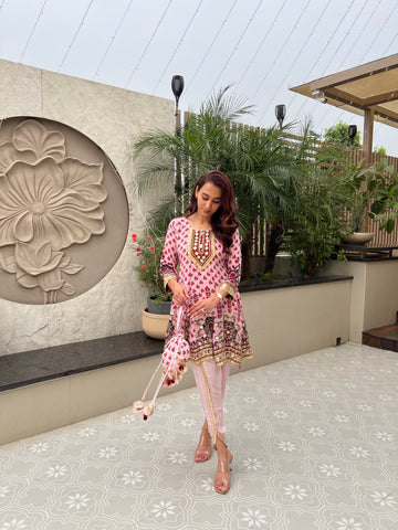 Blush Bloom Dhoti Set