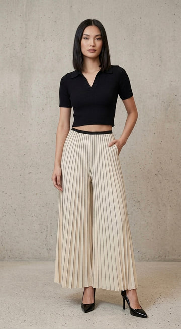 Horizon Pleated Wide-Leg Pants
