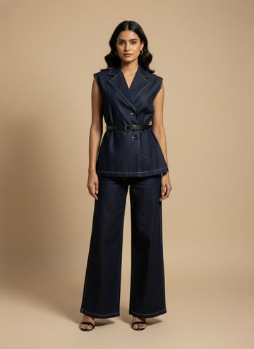 Stitch Detail Tailored Gilet Set