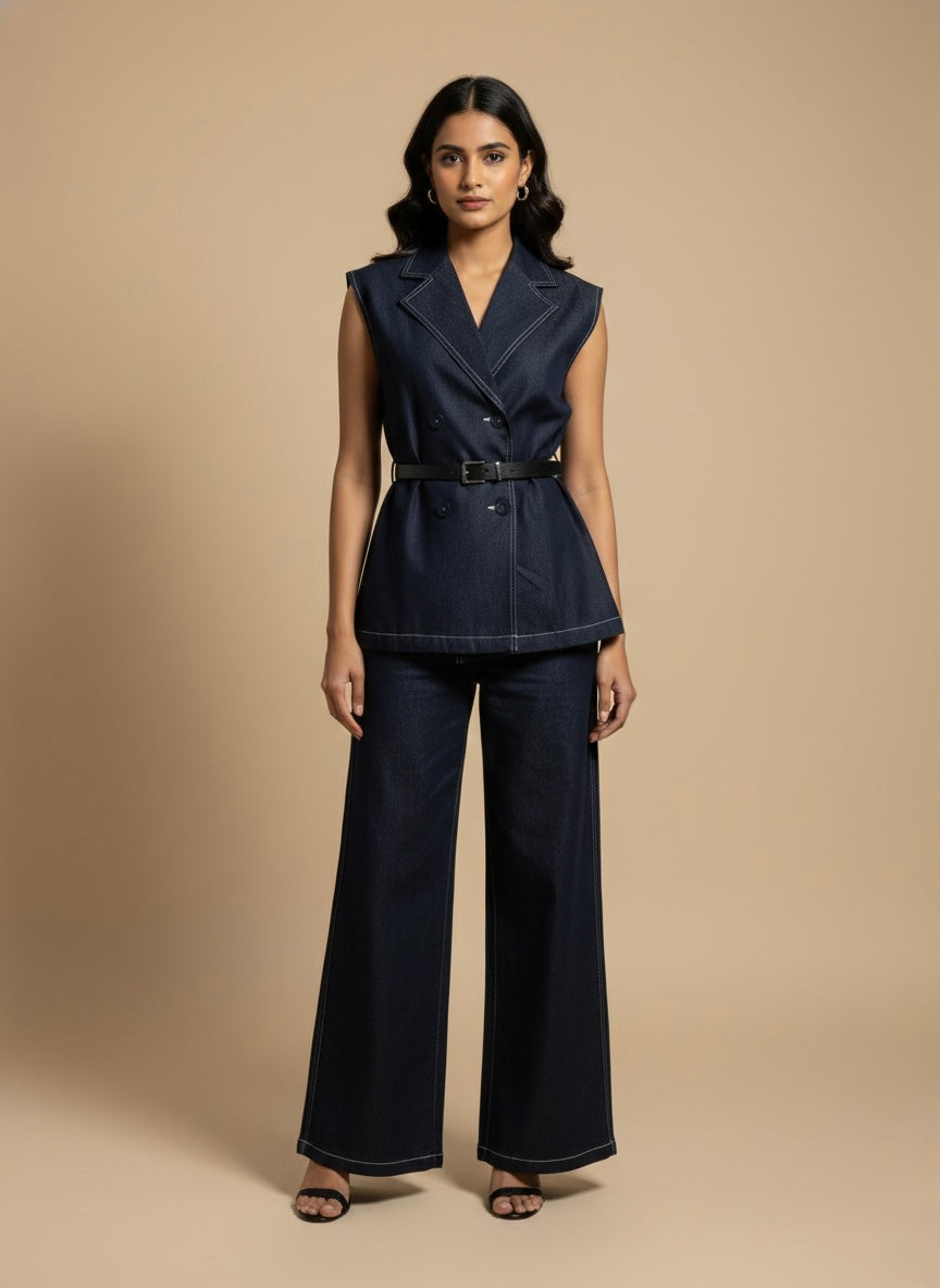 Stitch Detail Tailored Gilet Set