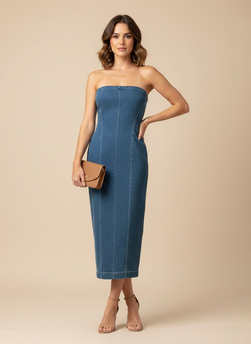 The Azure Corset Denim Dress