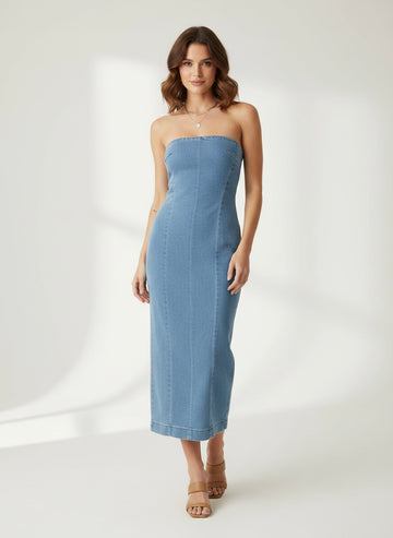 The Azure Corset Denim Dress