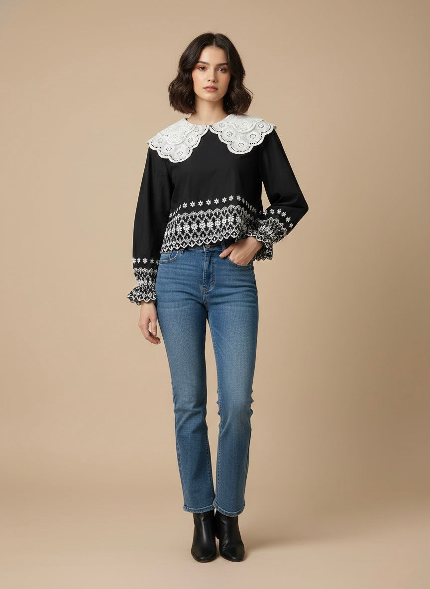 The Sienna Eyelet Lace Blouse