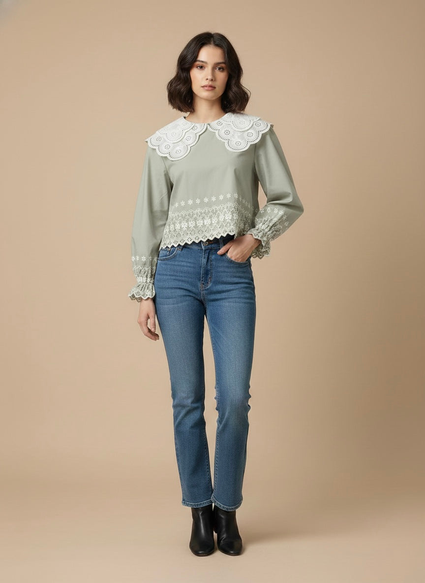 The Sienna Eyelet Lace Blouse