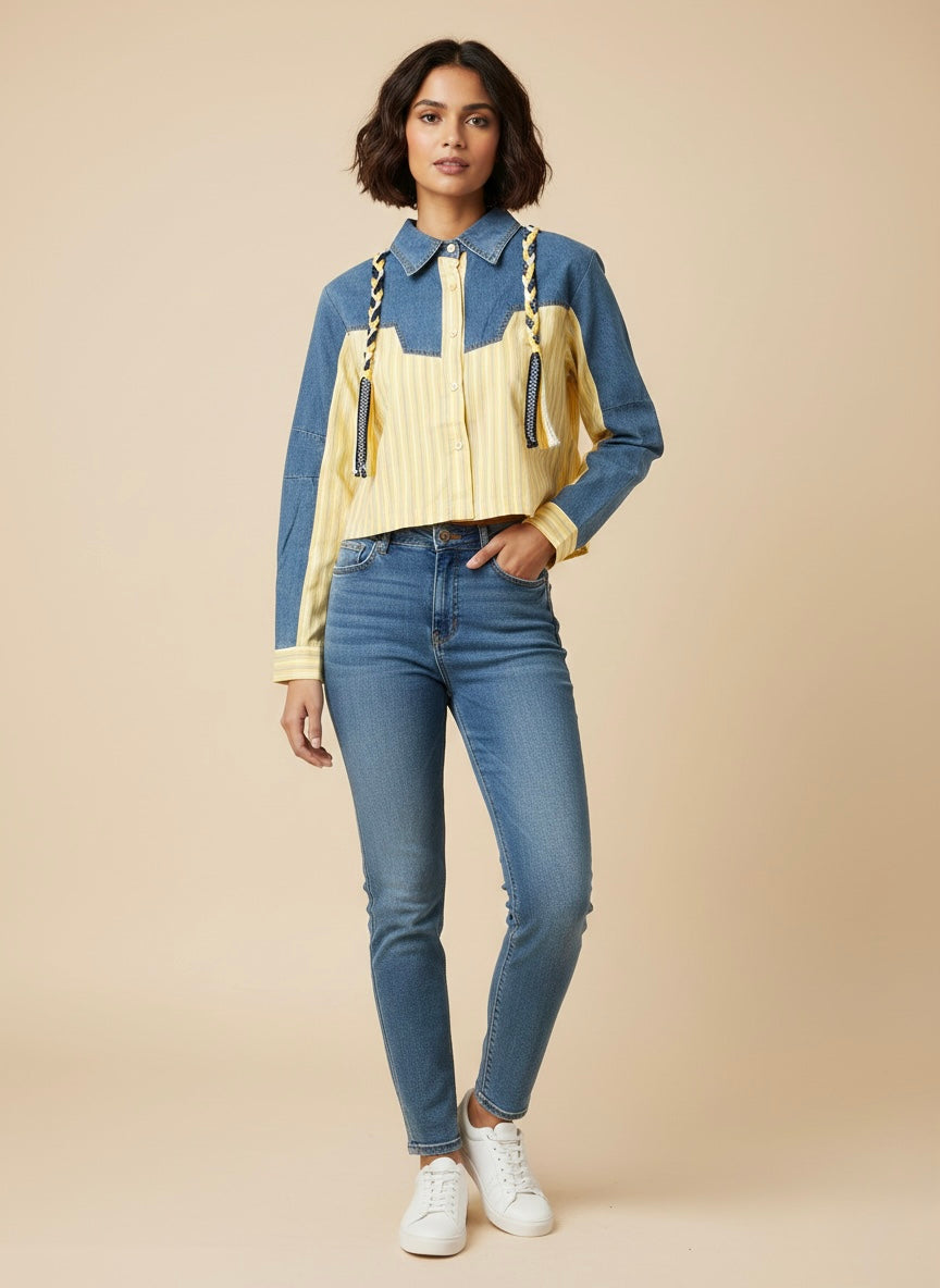 Urban Nautical Cropped Denim Shirt