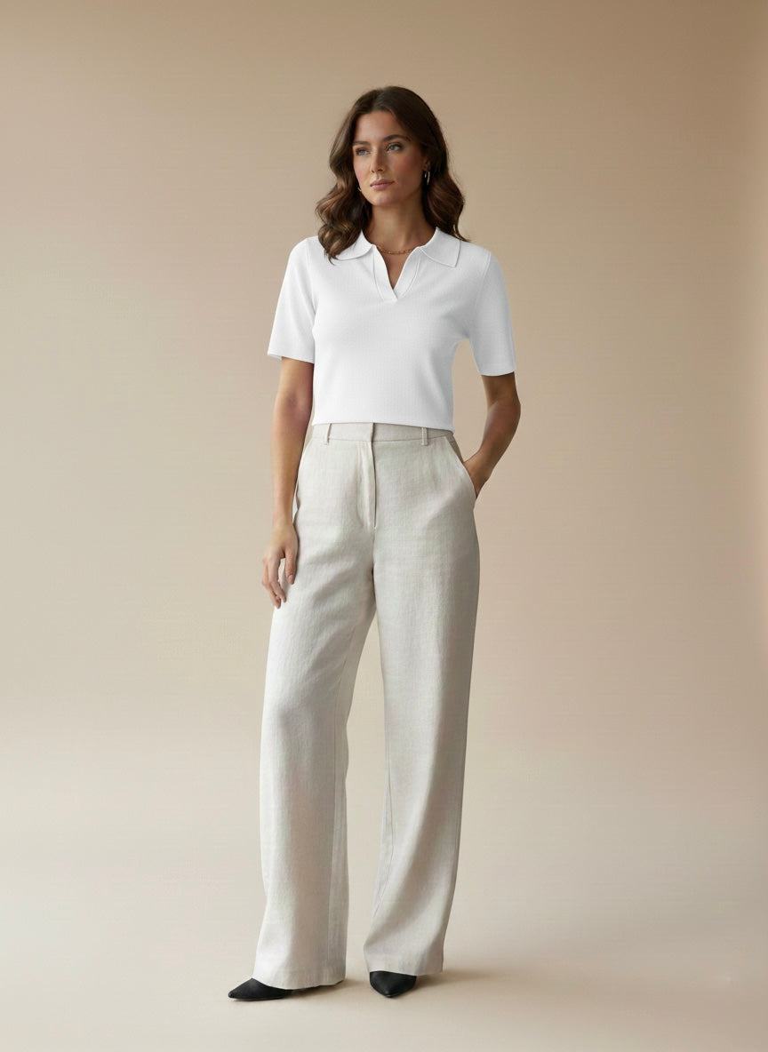 Minimalist Fine-Gauge Polo Knit Top