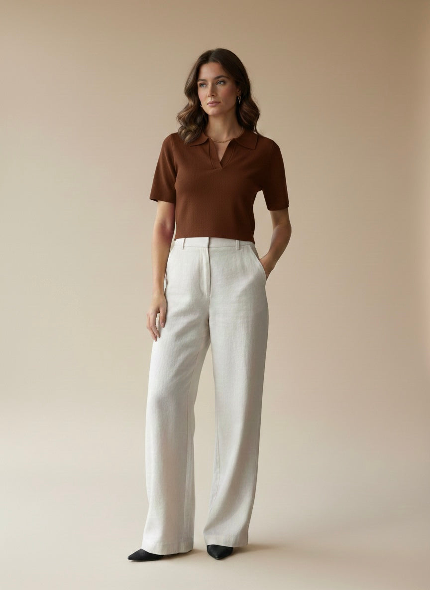 Minimalist Fine-Gauge Polo Knit Top