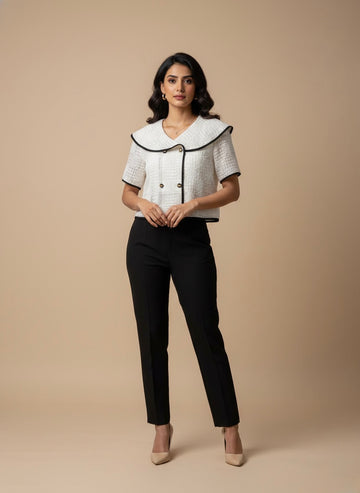 The Parisian Tweed Double-Breasted Top