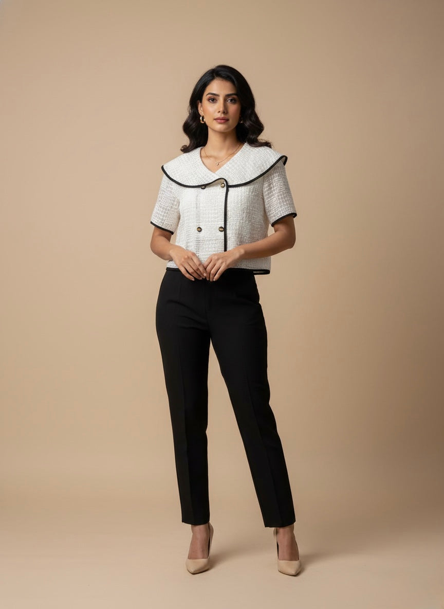 The Parisian Tweed Double-Breasted Top