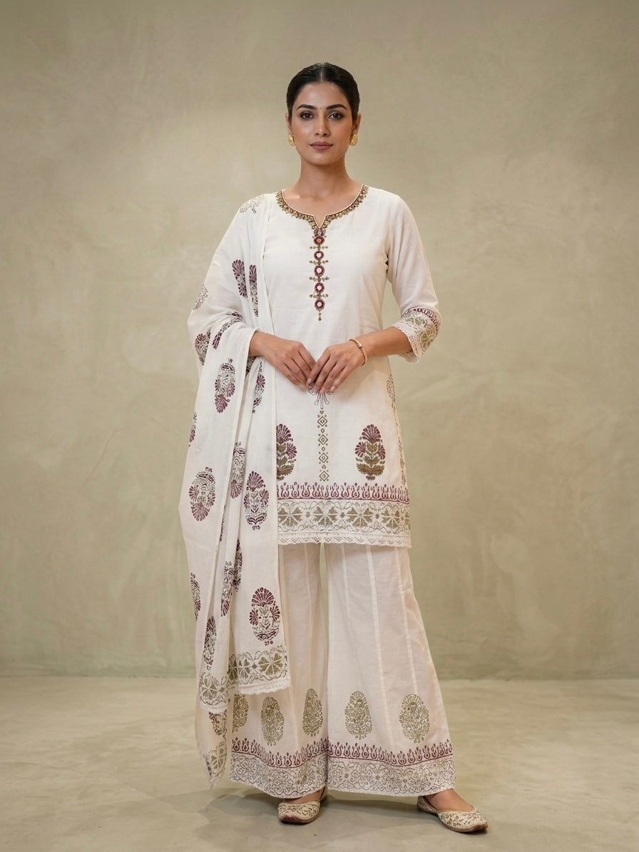Avni Block-Print Sharara Set | KS 68