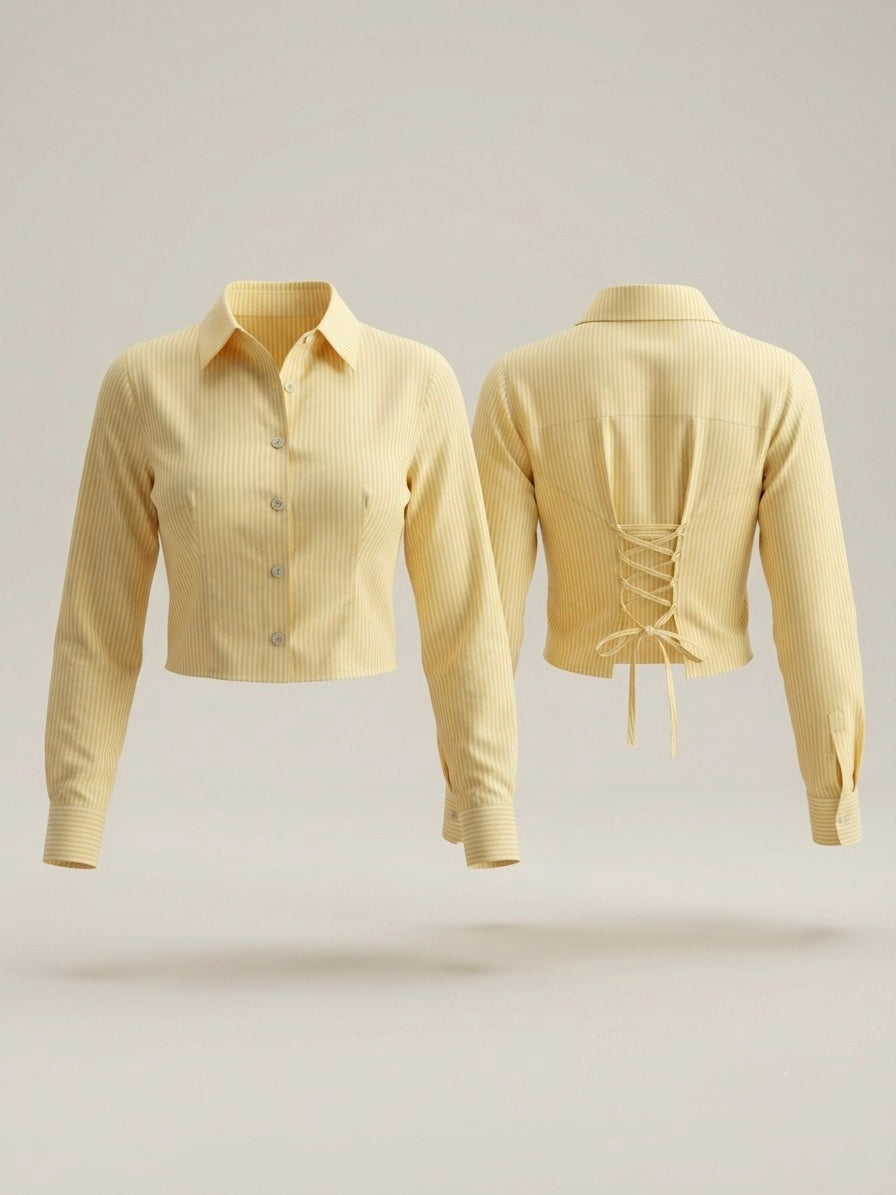 Corset-Back Cropped Shirt