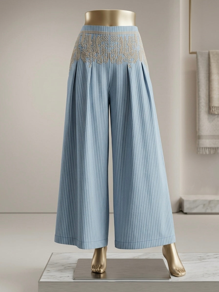 Astra Embroidered Wide-Leg Trousers
