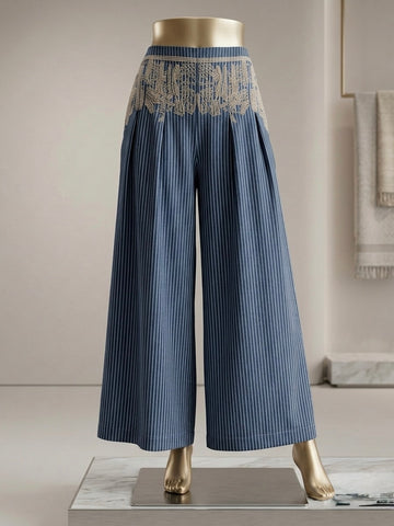 Astra Embroidered Wide-Leg Trousers
