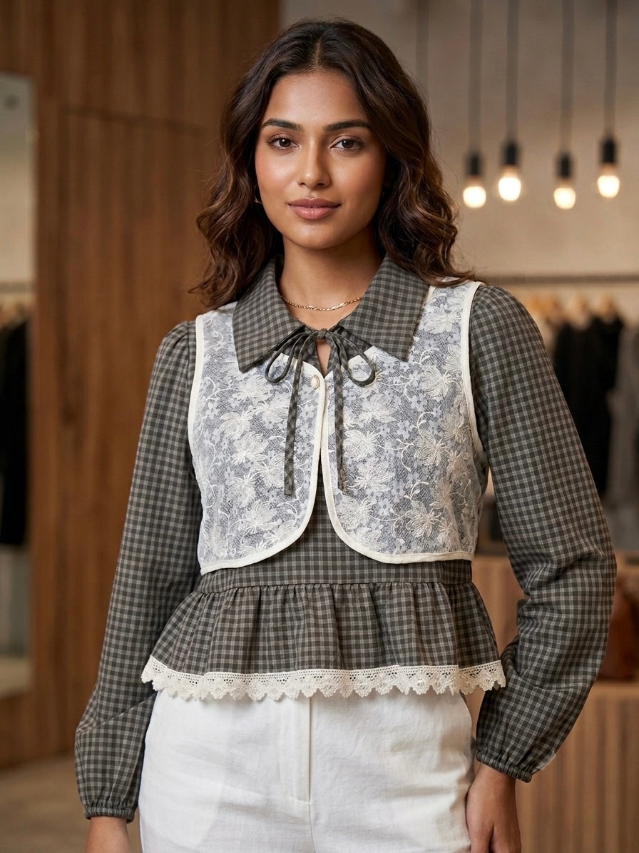 Lace Full Sleeve Vest Top