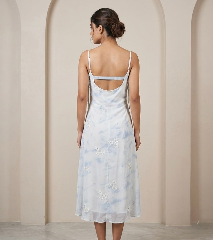 3D Floral Applique Slip Dress