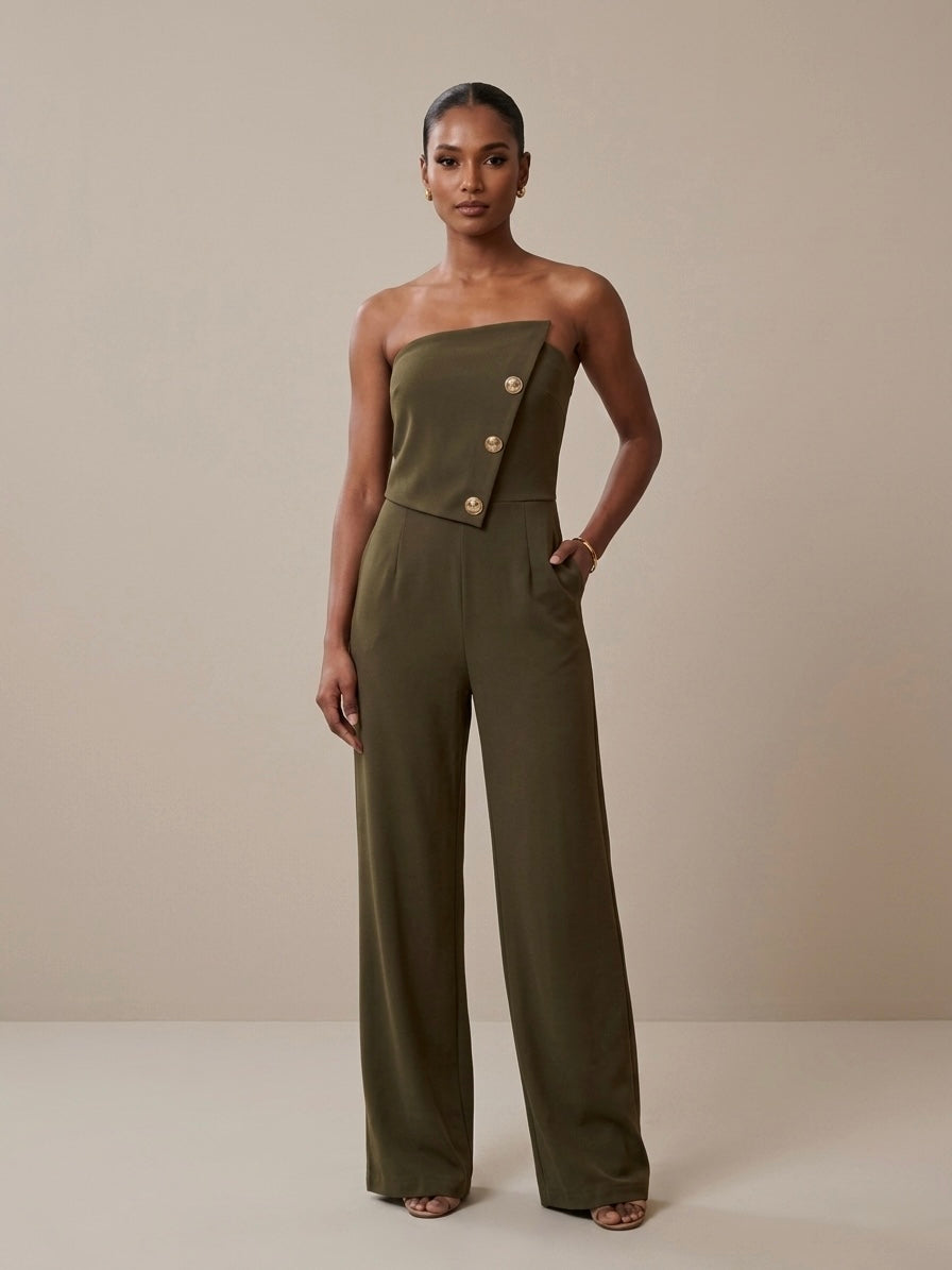 Gilded Khaki Asymmetric Jumpsuit