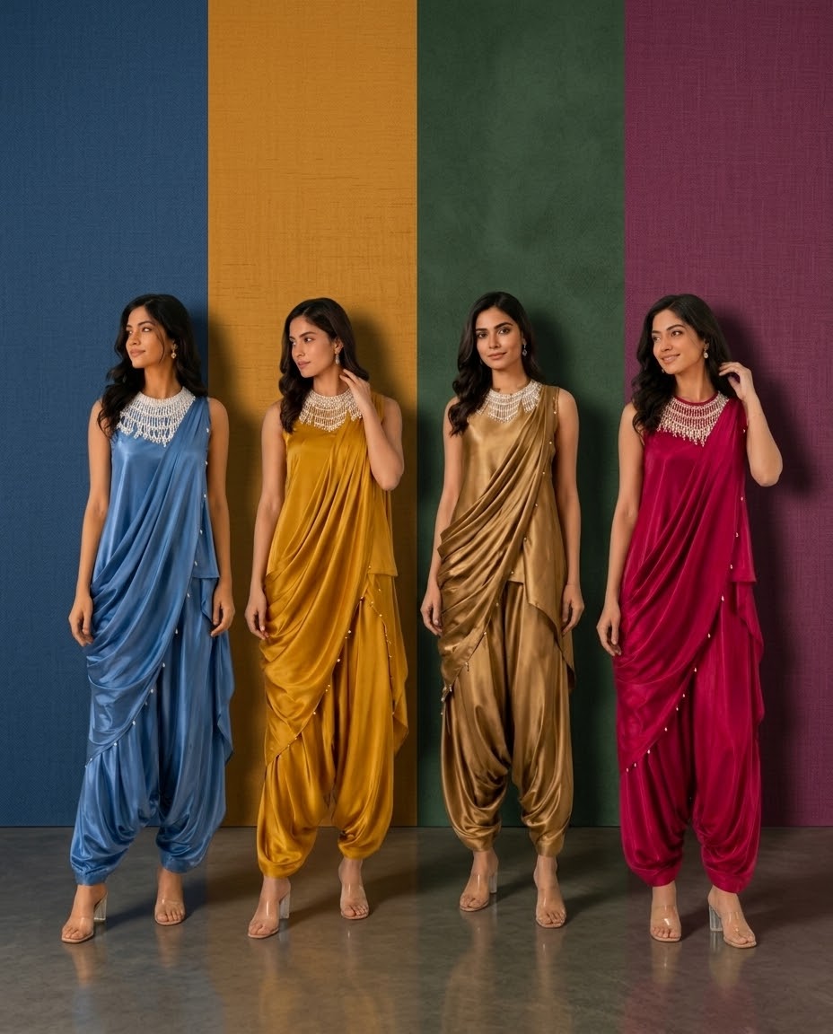 Maya Pearl Draped Dhoti Set