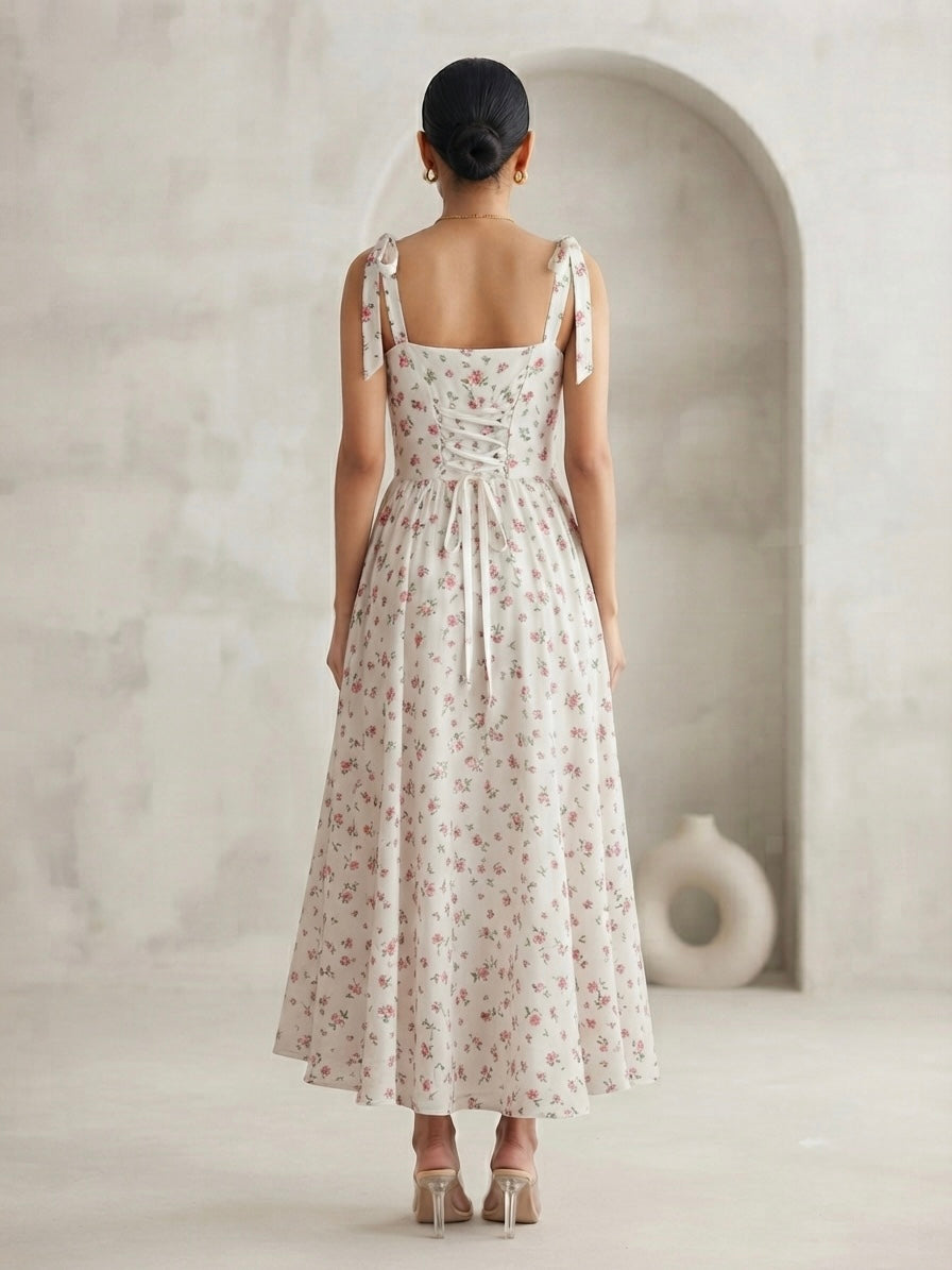 Fleur Tie-Shoulder Midi Dress