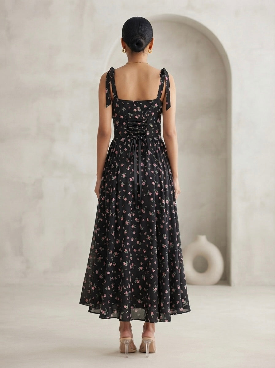 Fleur Tie-Shoulder Midi Dress