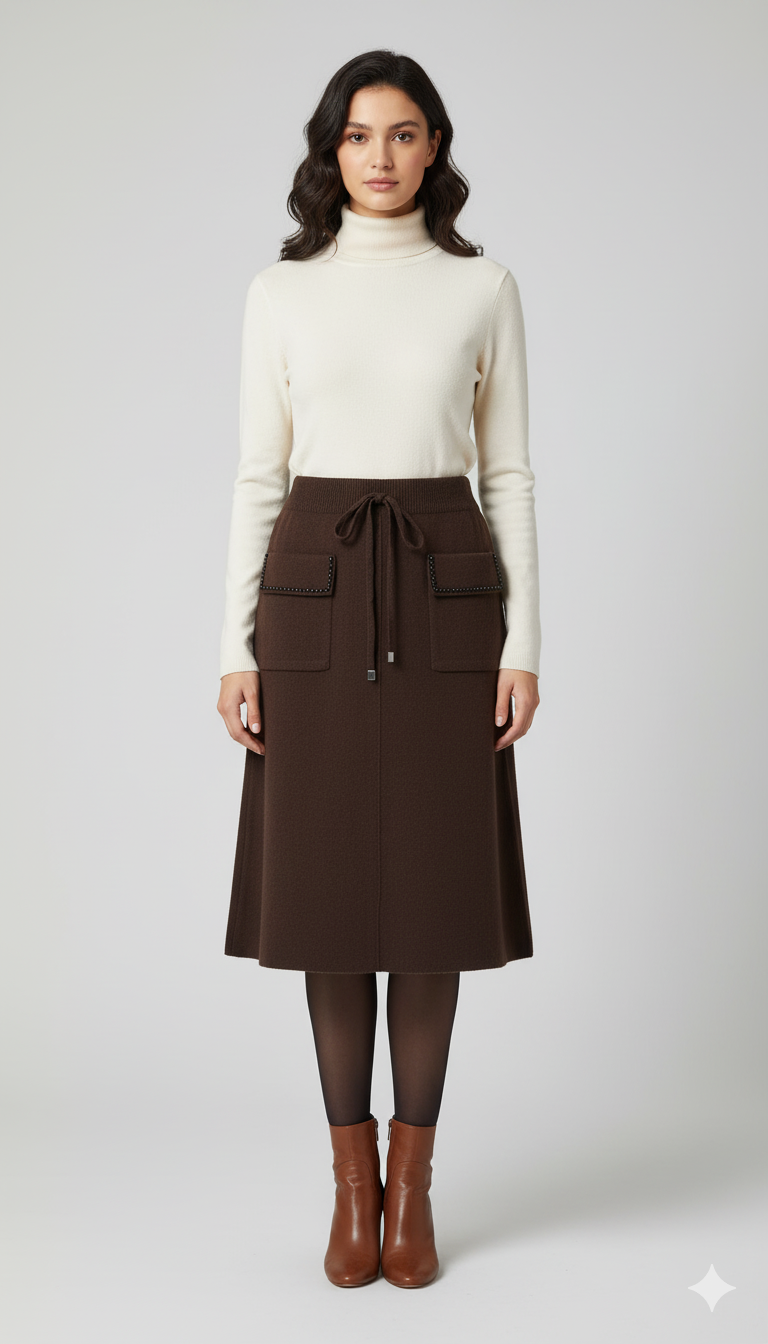 Velvetine wool skirt