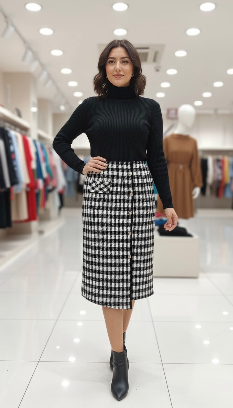 Classic Weave Wool Skirt