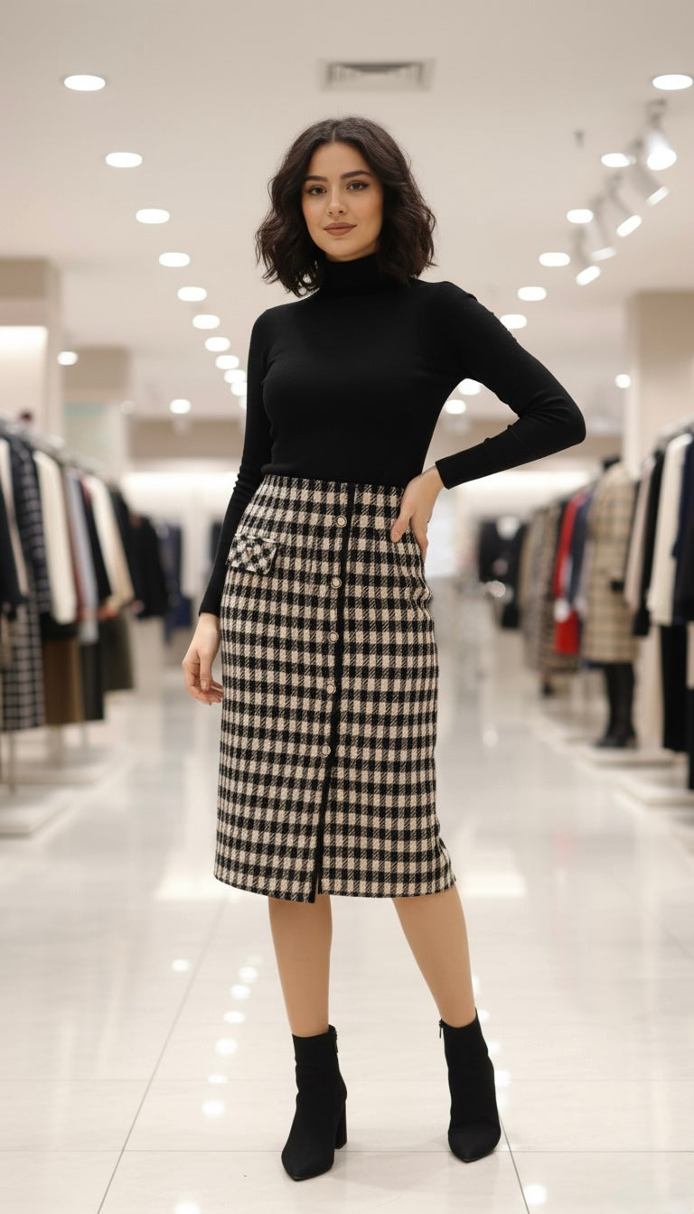 Classic Weave Wool Skirt