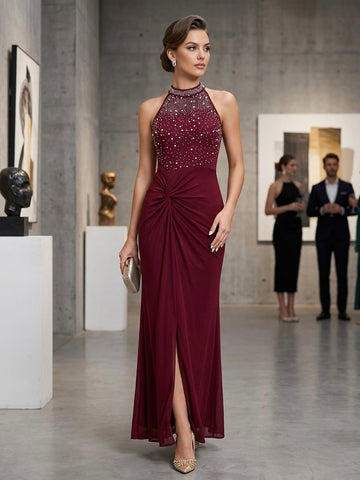 Evelyn Knot Front Halter Dress - SD 71