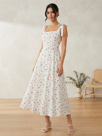Fleur Tie-Shoulder Midi Dress