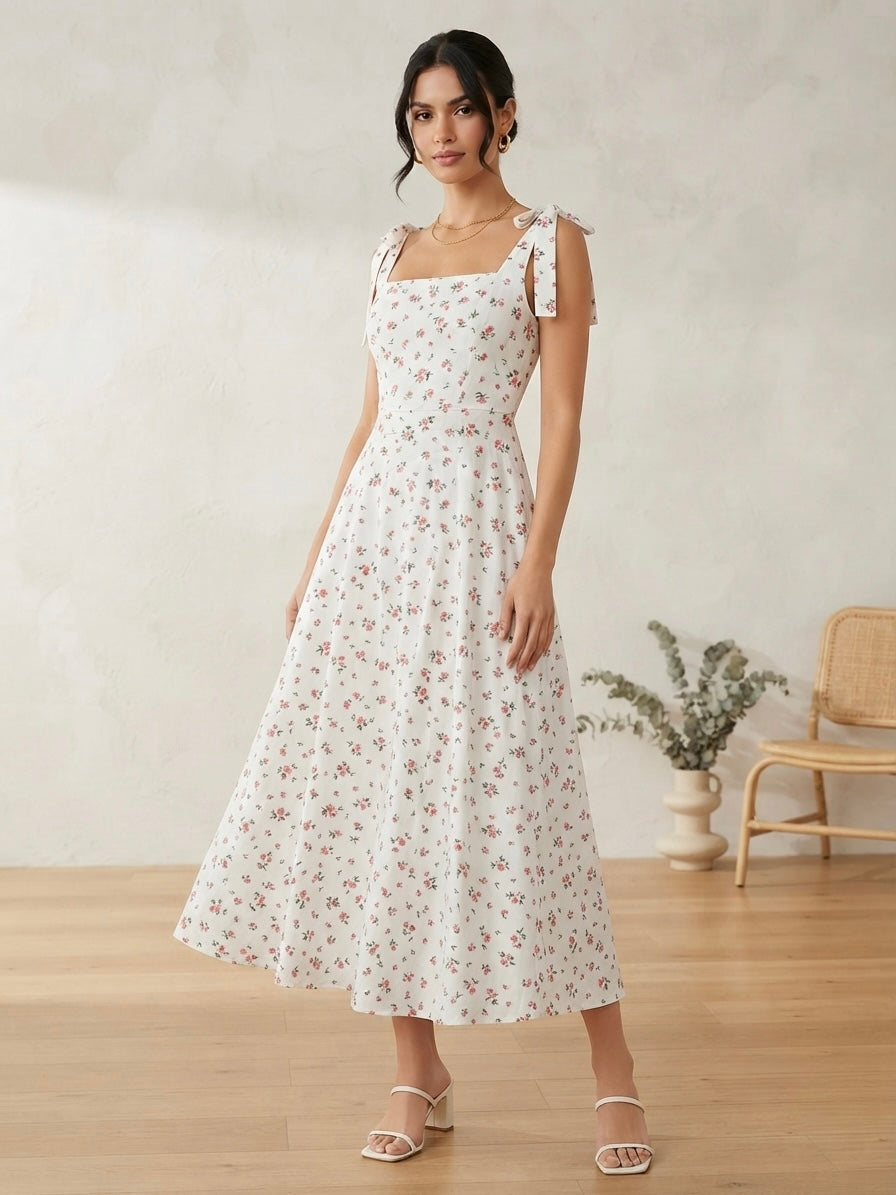 Fleur Tie-Shoulder Midi Dress