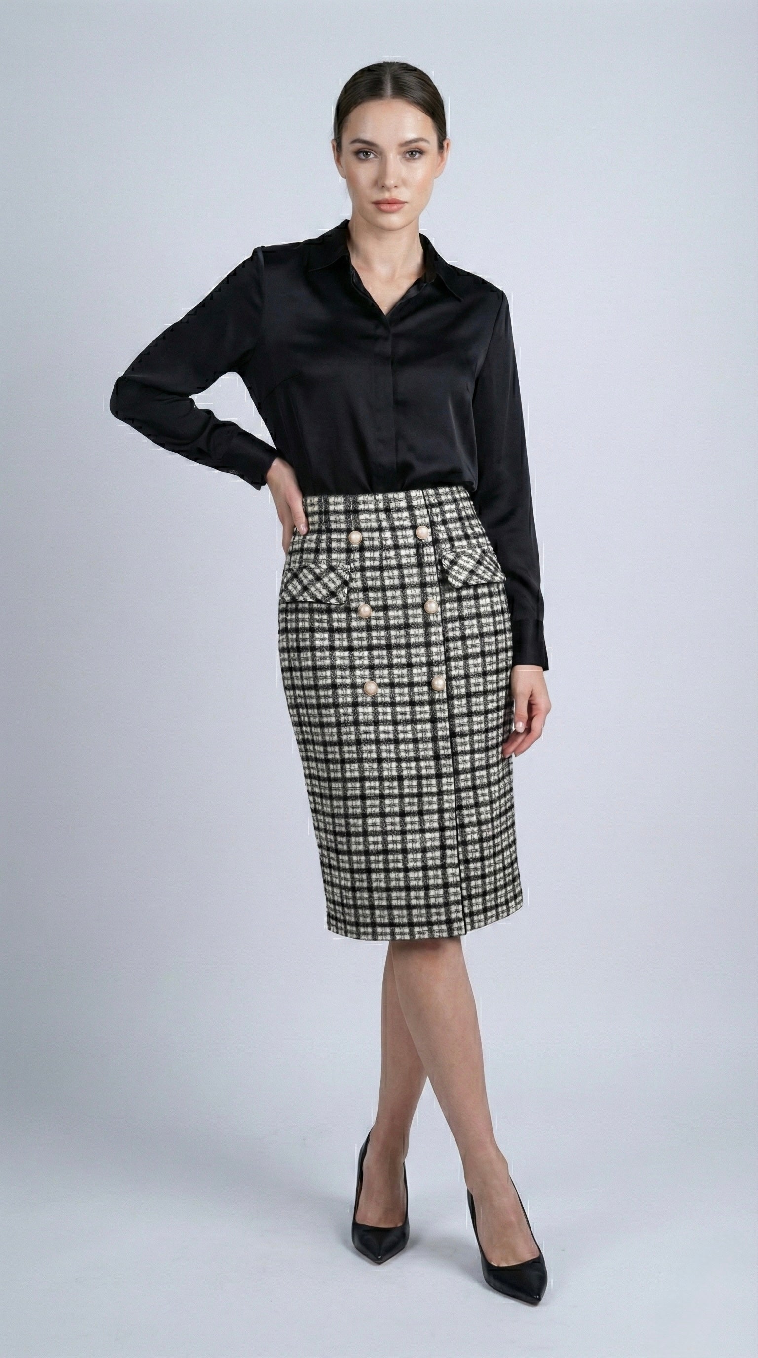 Heritage Tweed Button Skirt
