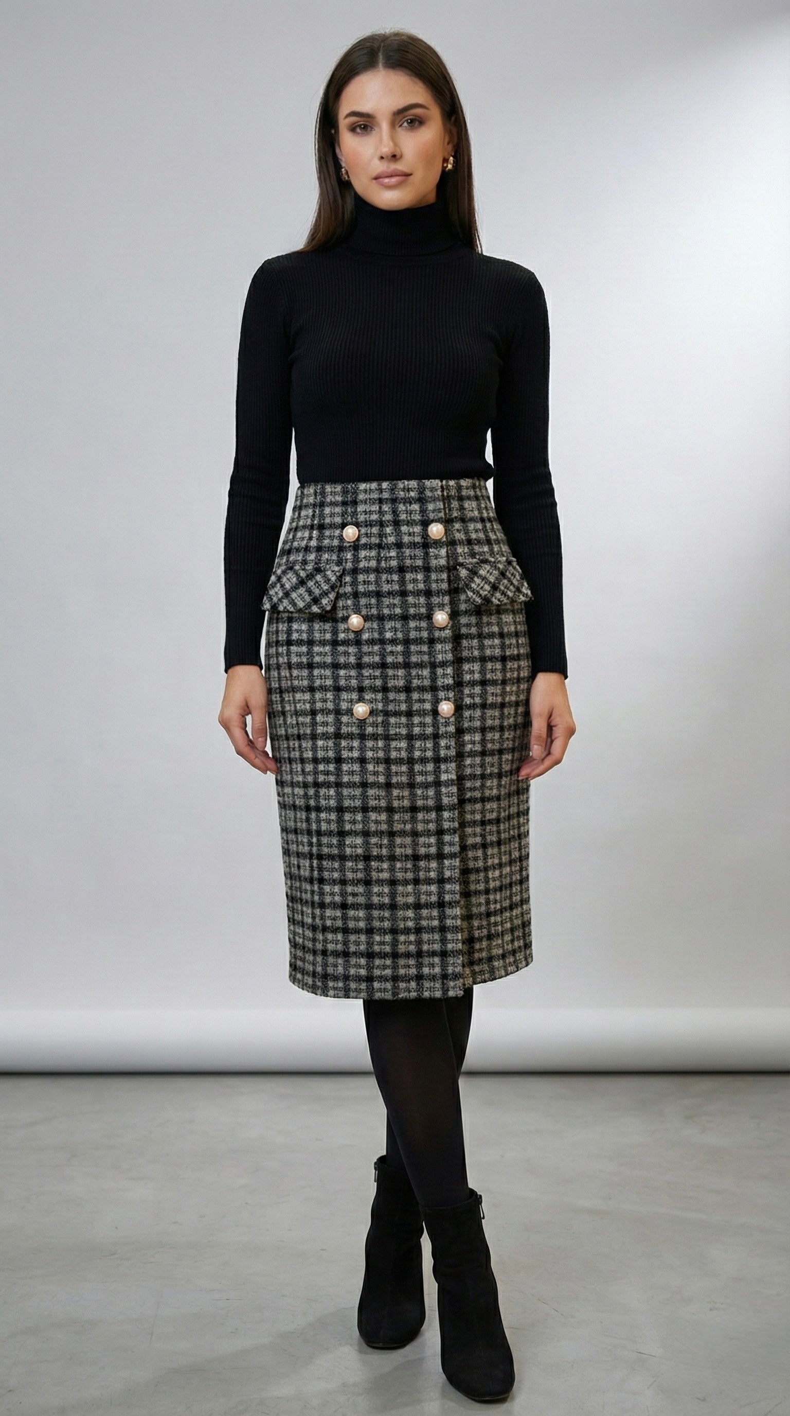 Heritage Tweed Button Skirt
