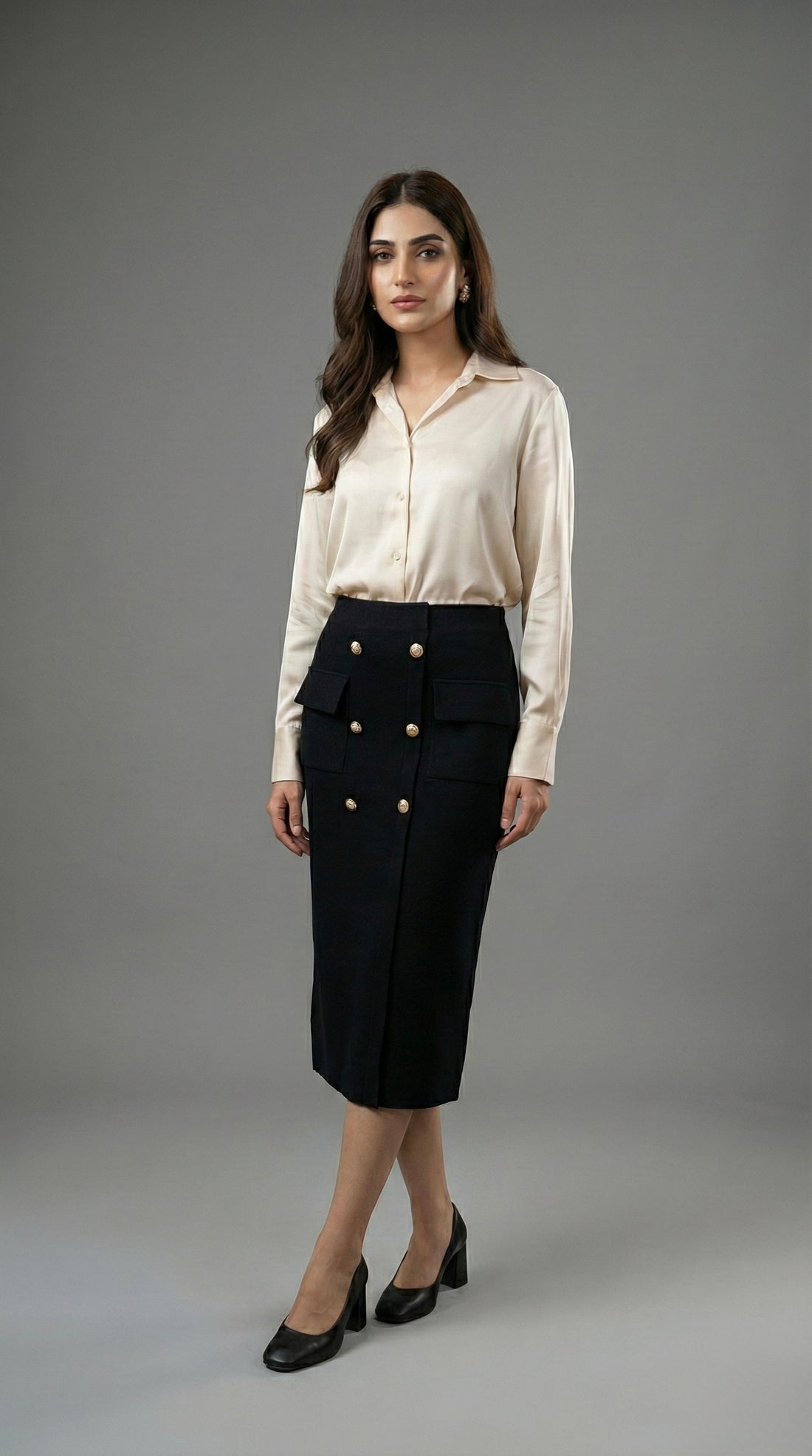 Heritage Tweed Button Skirt