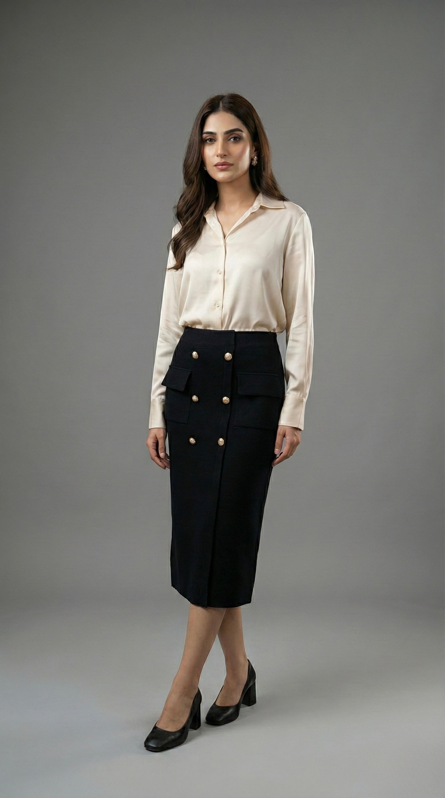 Heritage Tweed Button Skirt