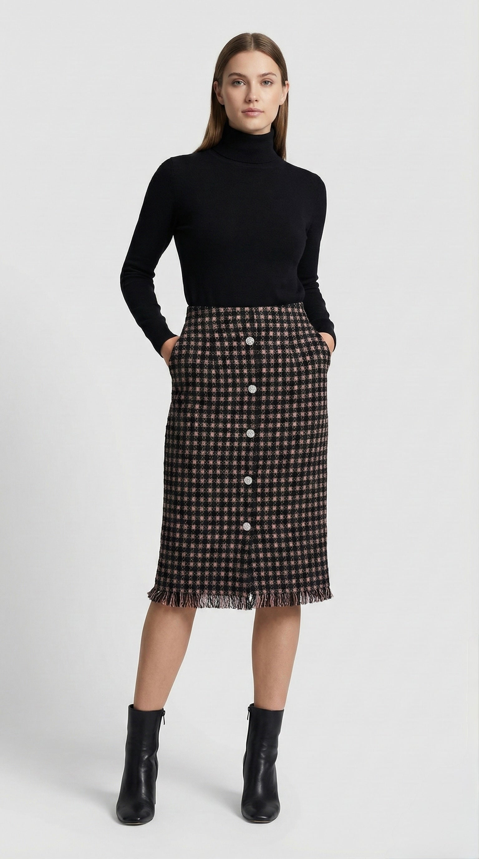 Monochrome Fringe Skirt