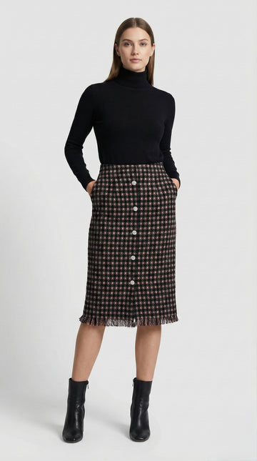 Monochrome Fringe Skirt