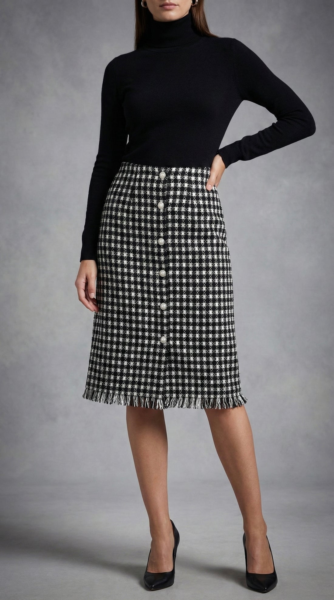 Monochrome Fringe Skirt