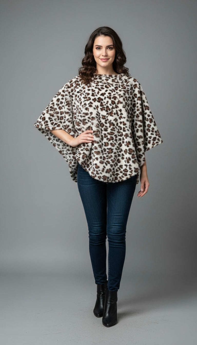 Safari Luxe Faux Fur Poncho