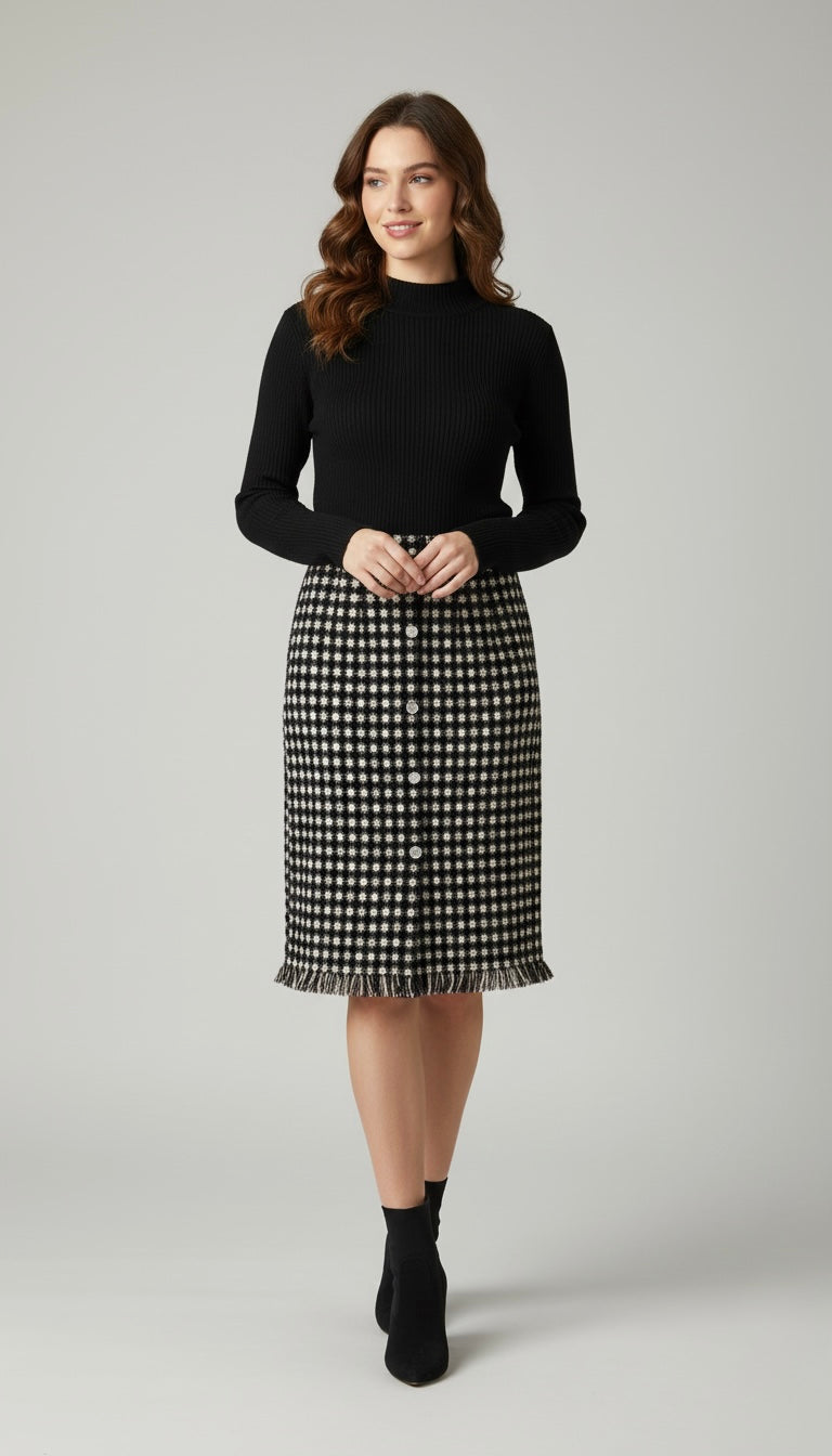 Monochrome Fringe Skirt